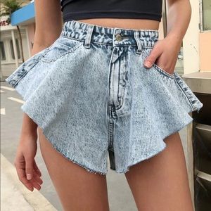 Flare Denim Shorts